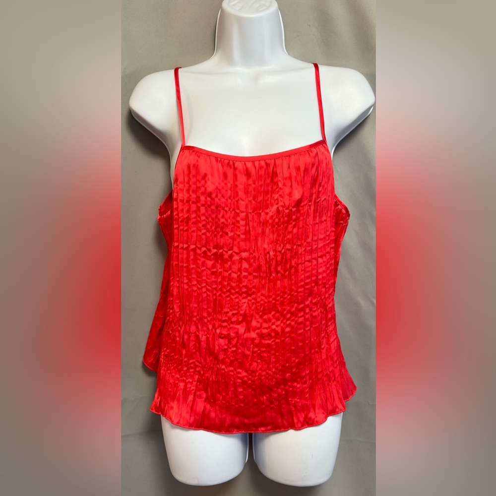 A New Day Women's Size Large Pleated Satin Tank‎ Top Coral NWT!